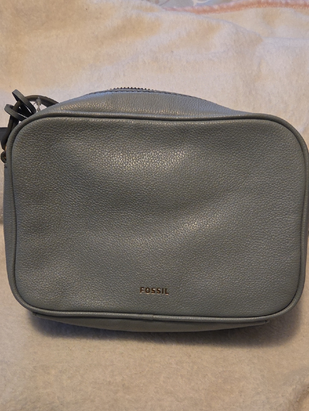 Fossil Pale Blue Pebbled Leather Crossbody Bag